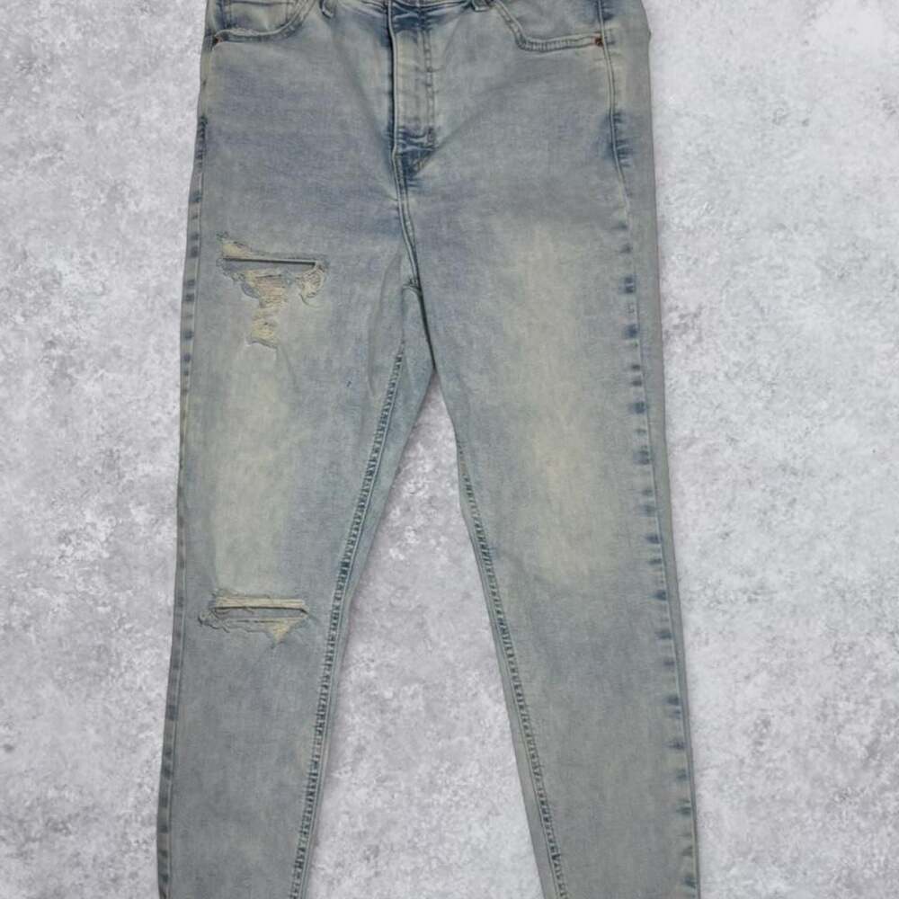 Topshop Jamie Distressed Light Wash Skinny Jeans
